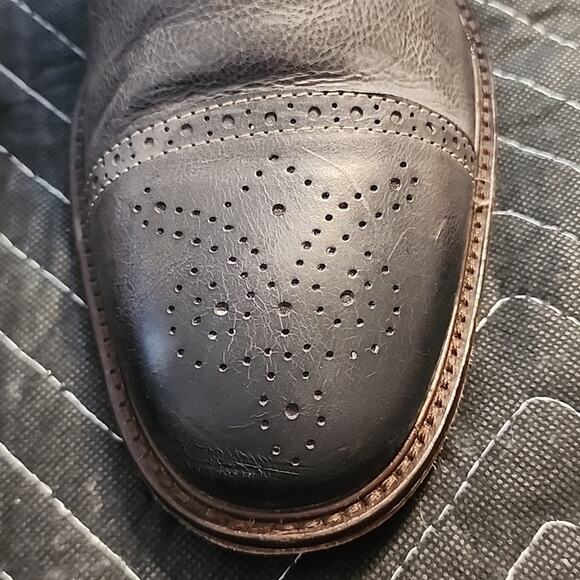 JOHNSTON MURPHY 1801 GENUINE LEATHER DERBY'S DARK BLUE/BROWN MENS9.5 MADE INDIA - Picture 3 of 16